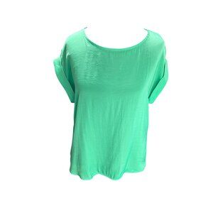 Nine West Womens Green Short Sleeve Blouse S Lightweight Polyester